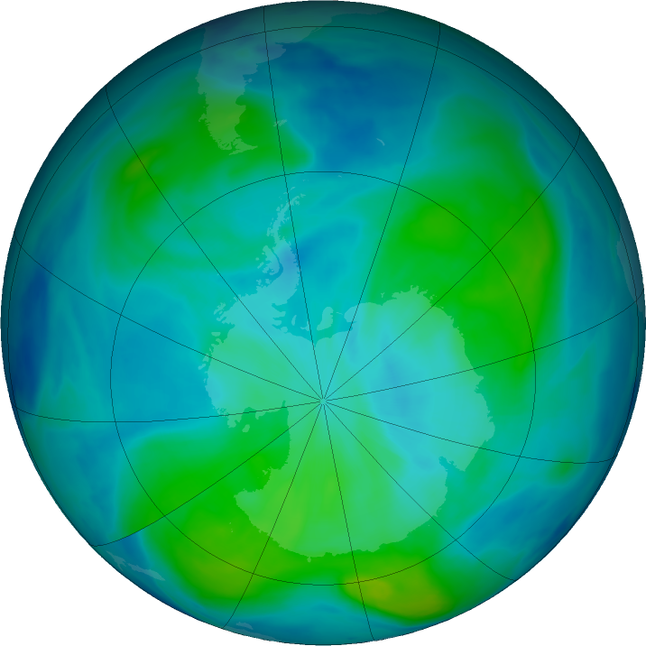 Antarctic ozone map for 03 March 2025